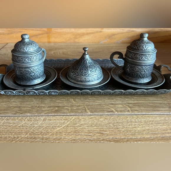 Traditionalhigh quality silver Turkish/Ottoman coffee set